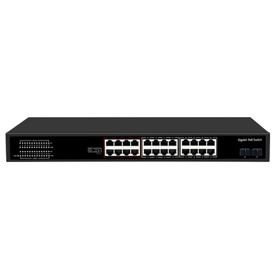 24 ports Gigabit CCTV Poe Switch avec 2 SFP Optical Uplinks Type de rack non géré